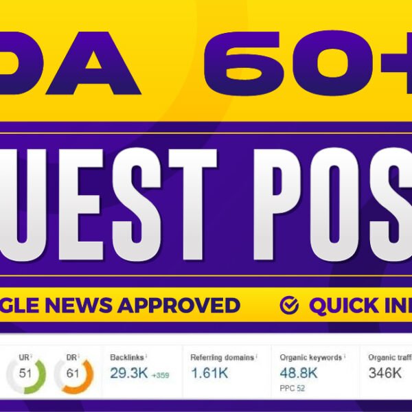 Guest post on DA50+ & DR60+ Homepage Google News Approved Website